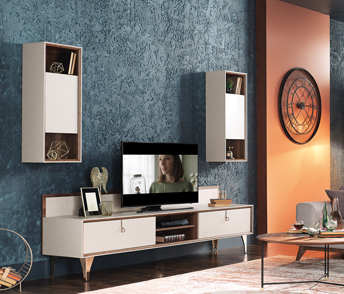 Netha Walnut-Beige TV Stand Module