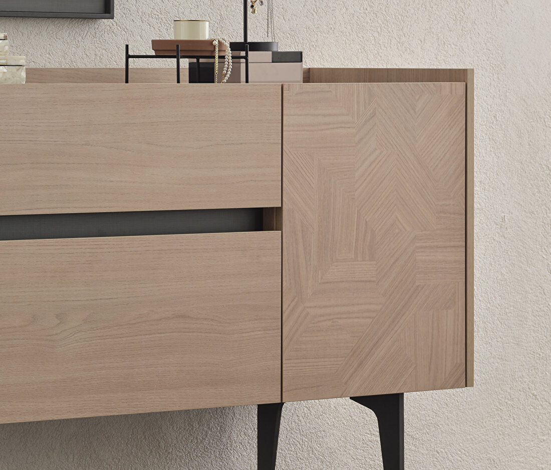 Terra Light Oak-Anthracite Chest of Drawers