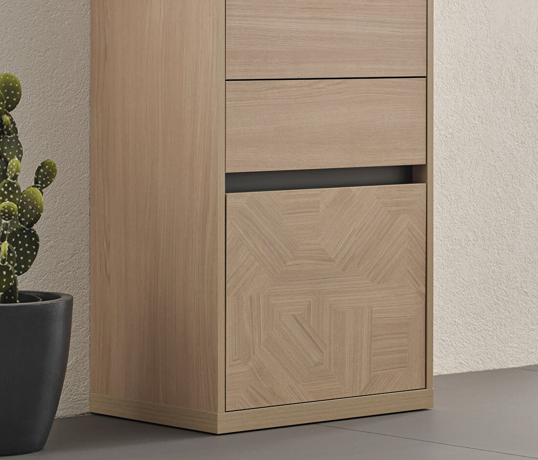 Terra Light Oak-Anthracite High Chest of Drawers