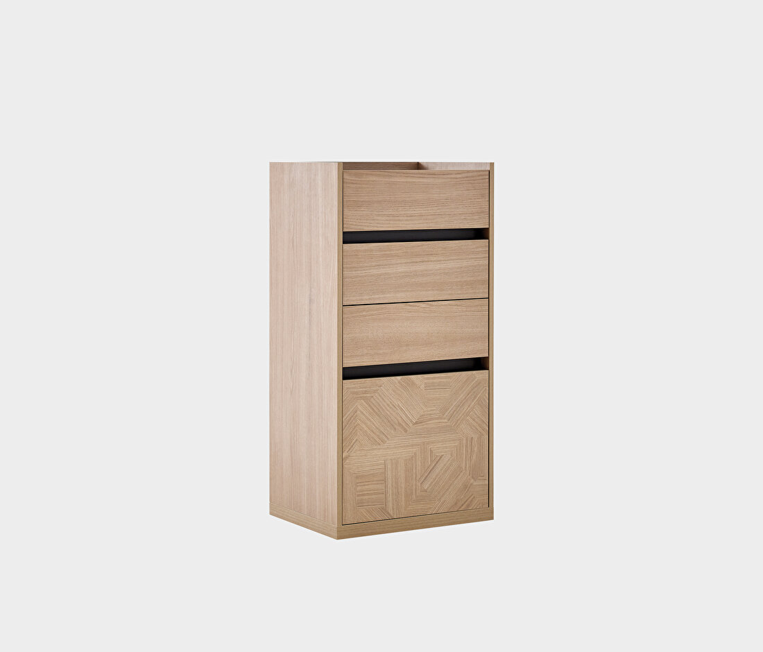Terra Light Oak-Anthracite High Chest of Drawers