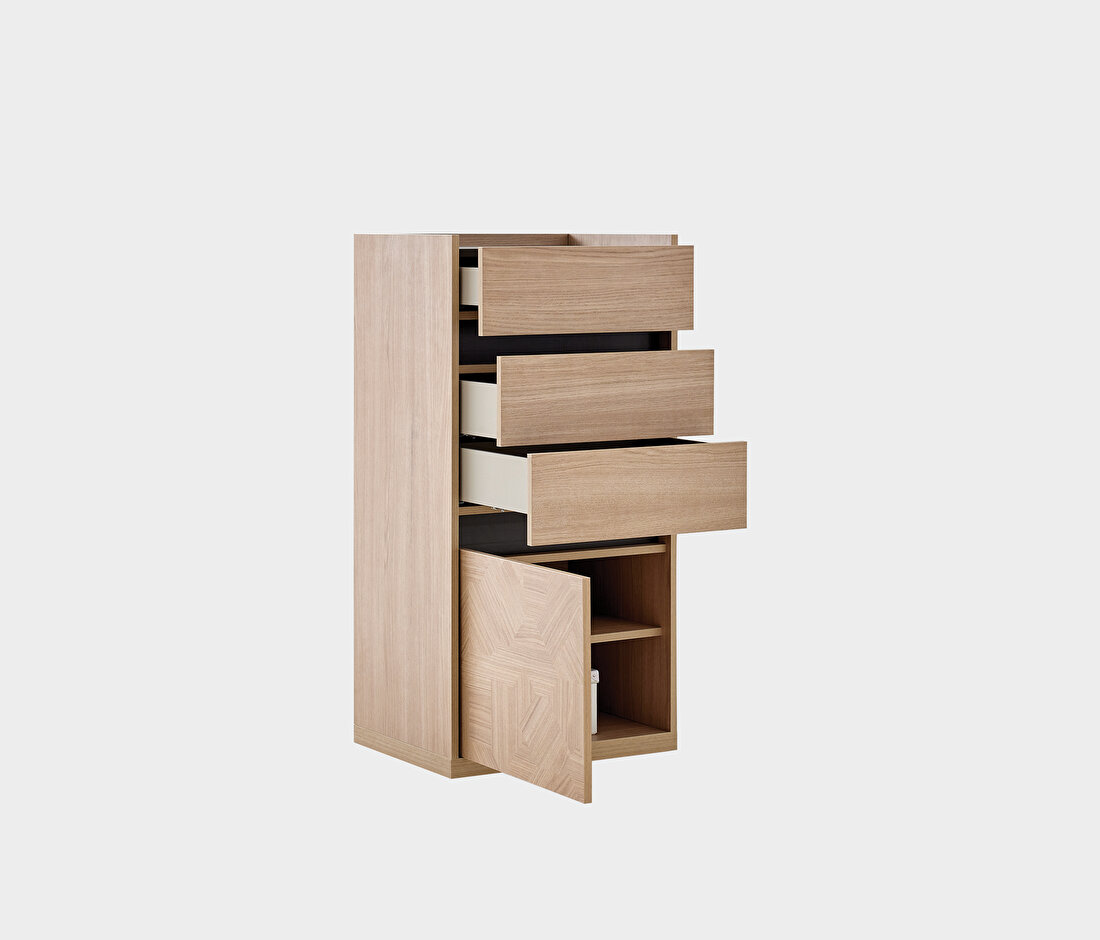 Terra Light Oak-Anthracite High Chest of Drawers