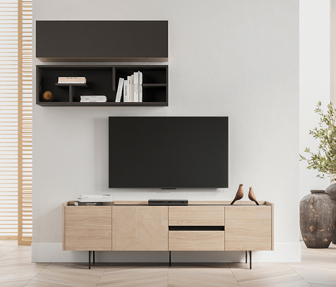 Terra Light Oak-Anthracite TV Stand