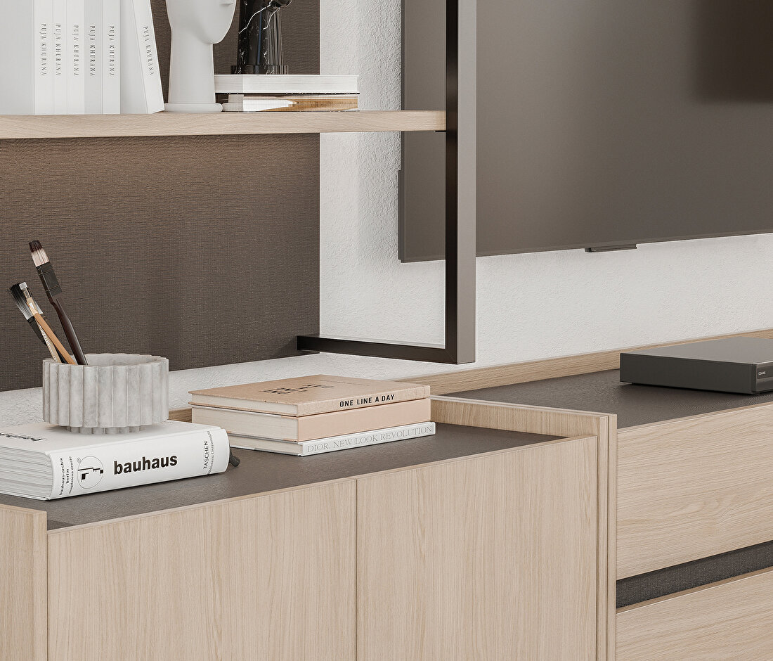 Terra Light Oak-Anthracite TV Stand