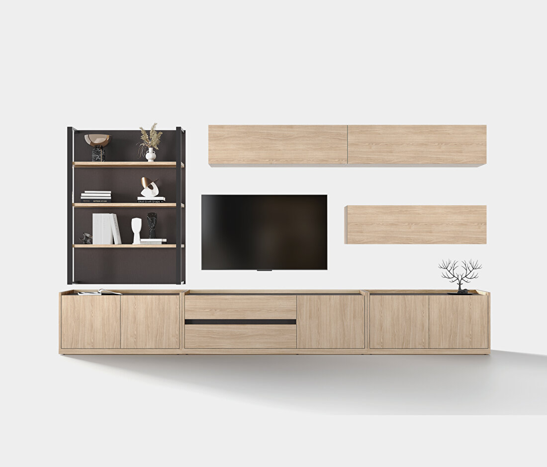 Terra Light Oak-Anthracite TV Stand