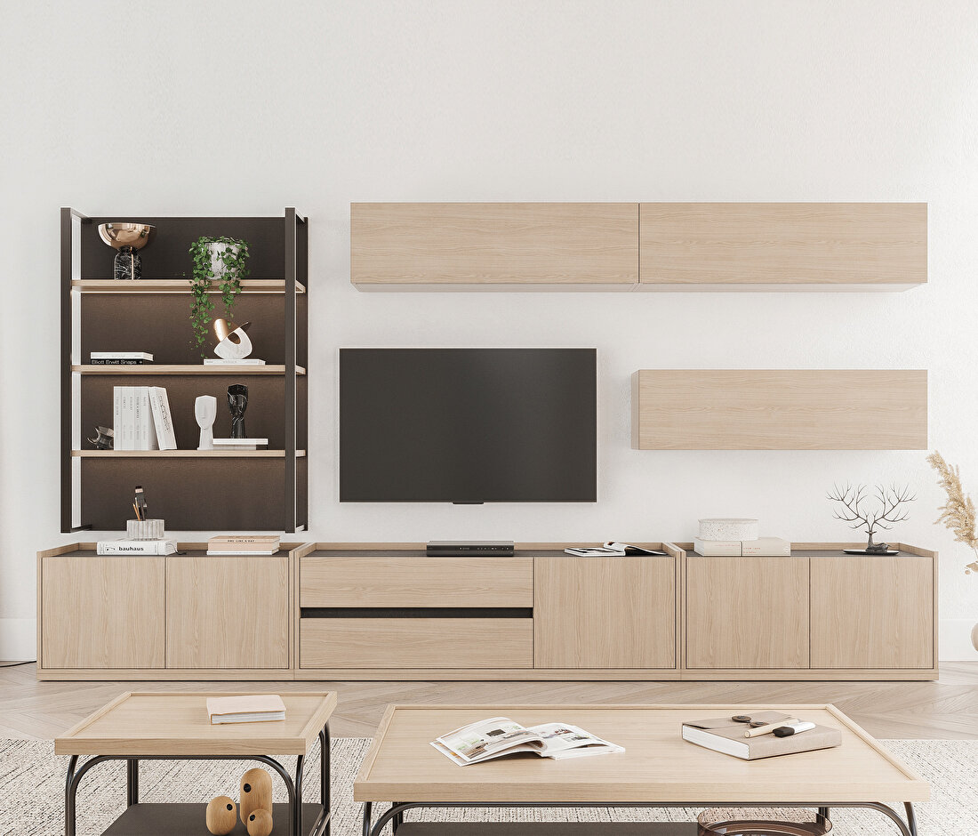 Terra Light Oak-Anthracite TV Stand