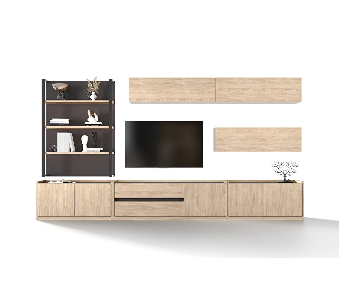 Terra Light Oak-Anthracite TV Stand