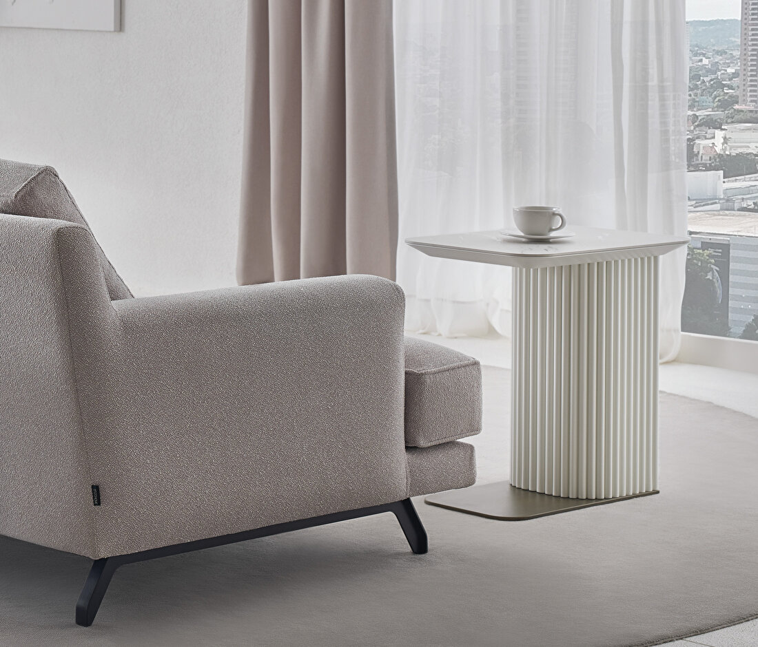 Dallas White C Shape Side Table