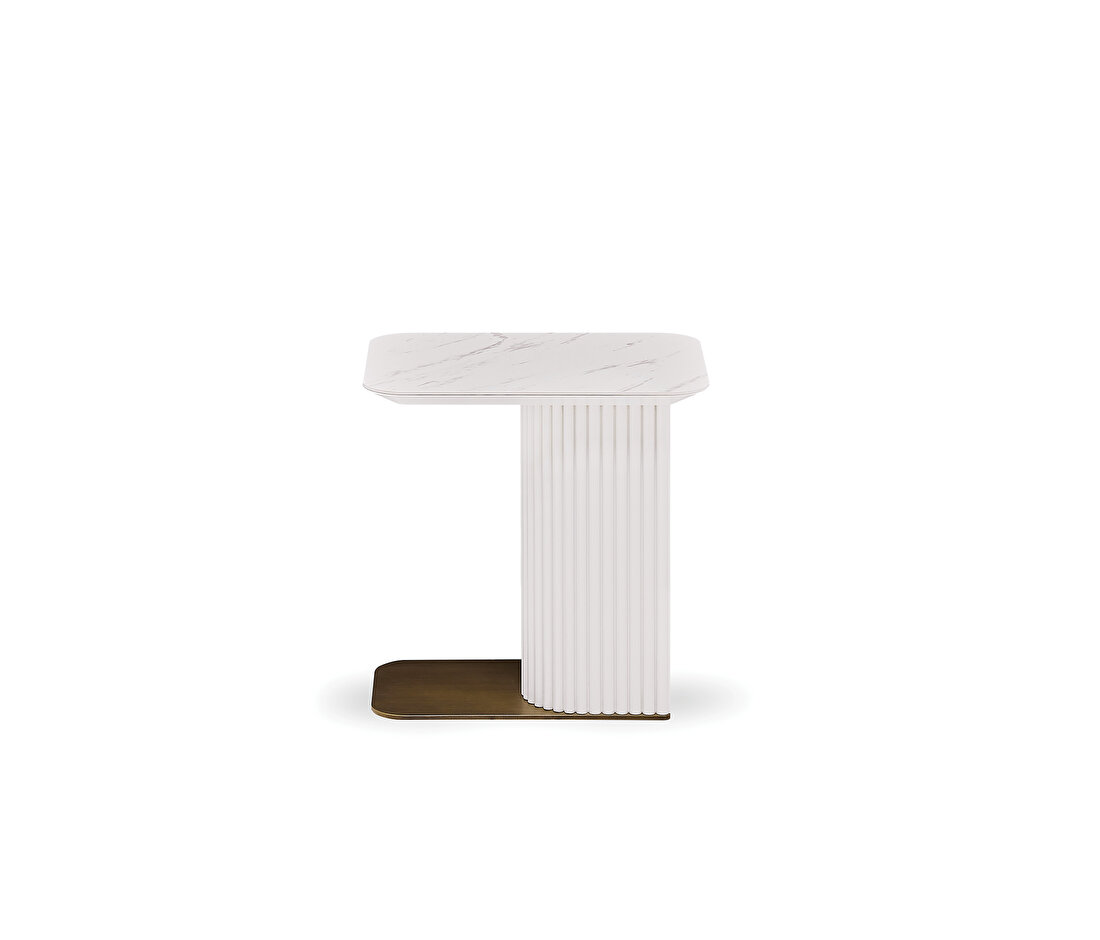 Dallas White C Shape Side Table