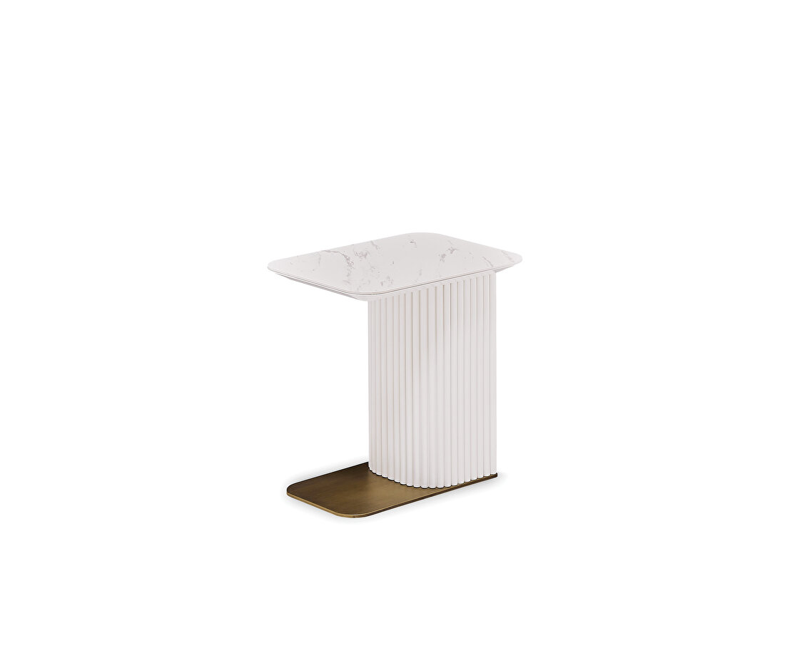 Dallas White C Shape Side Table