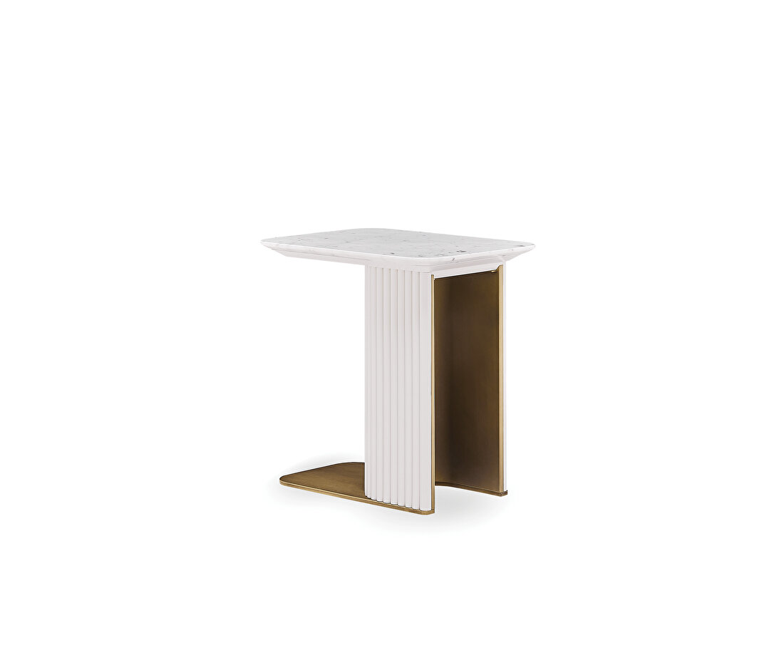 Dallas White C Shaped Side Table