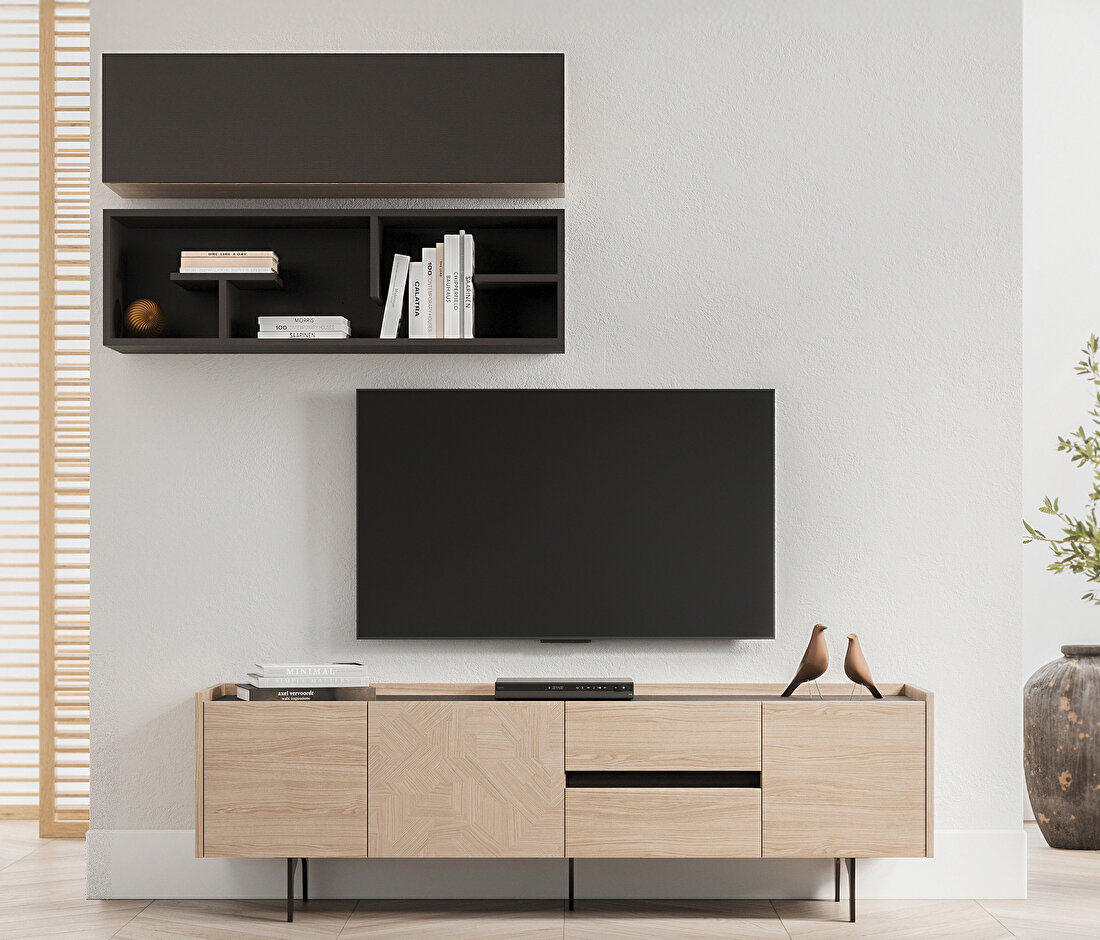 Terra Light Oak-Anthracite TV Unit Combination 2