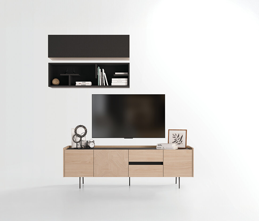 Terra Light Oak-Anthracite TV Unit Combination 2