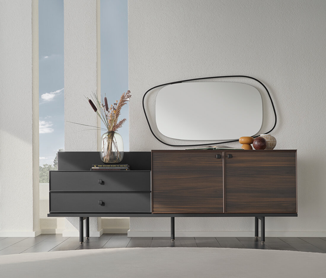 Parma Dark Walnut-Black Sideboard