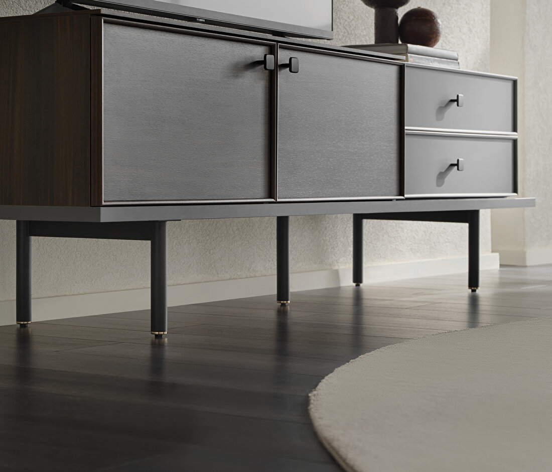 Parma Dark Walnut-Black TV Stand 190x60 cm (WxH)