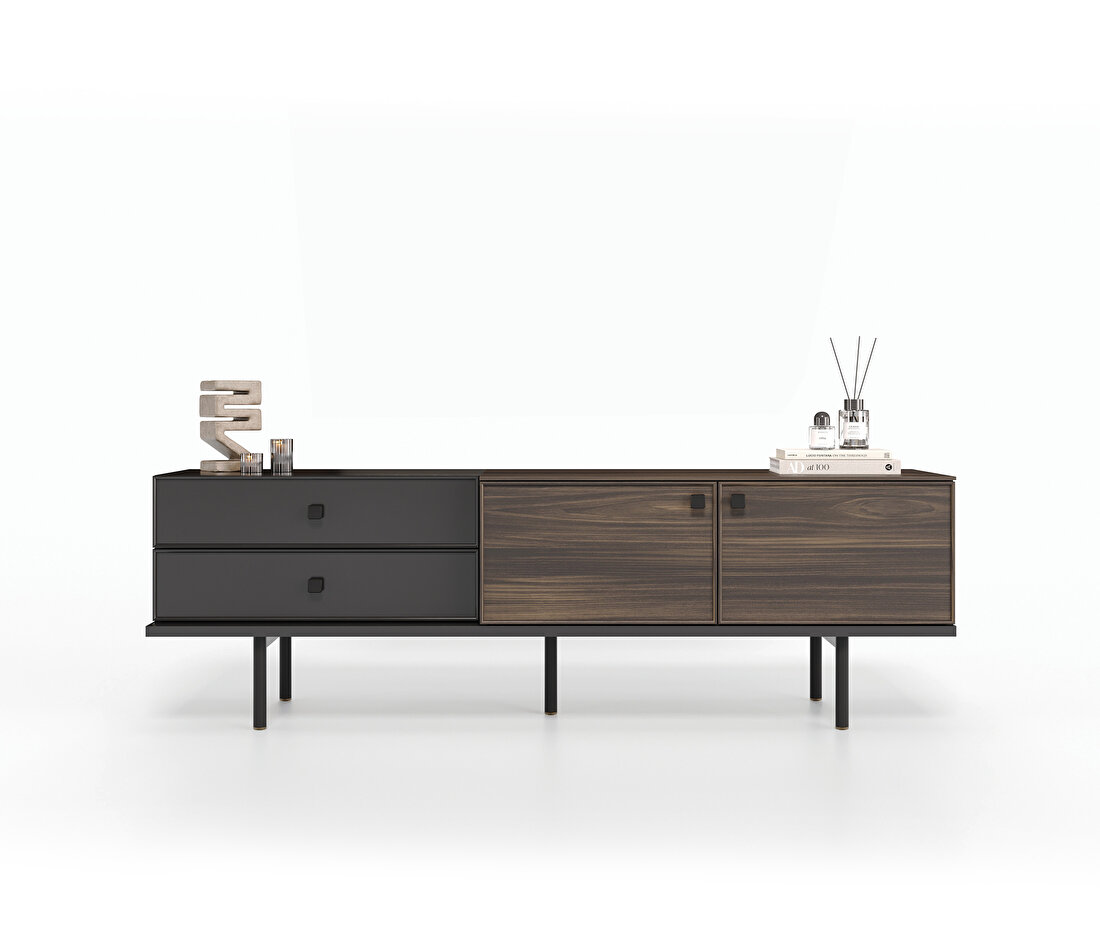 Parma Dark Walnut-Black TV Stand 190x60 cm (WxH)