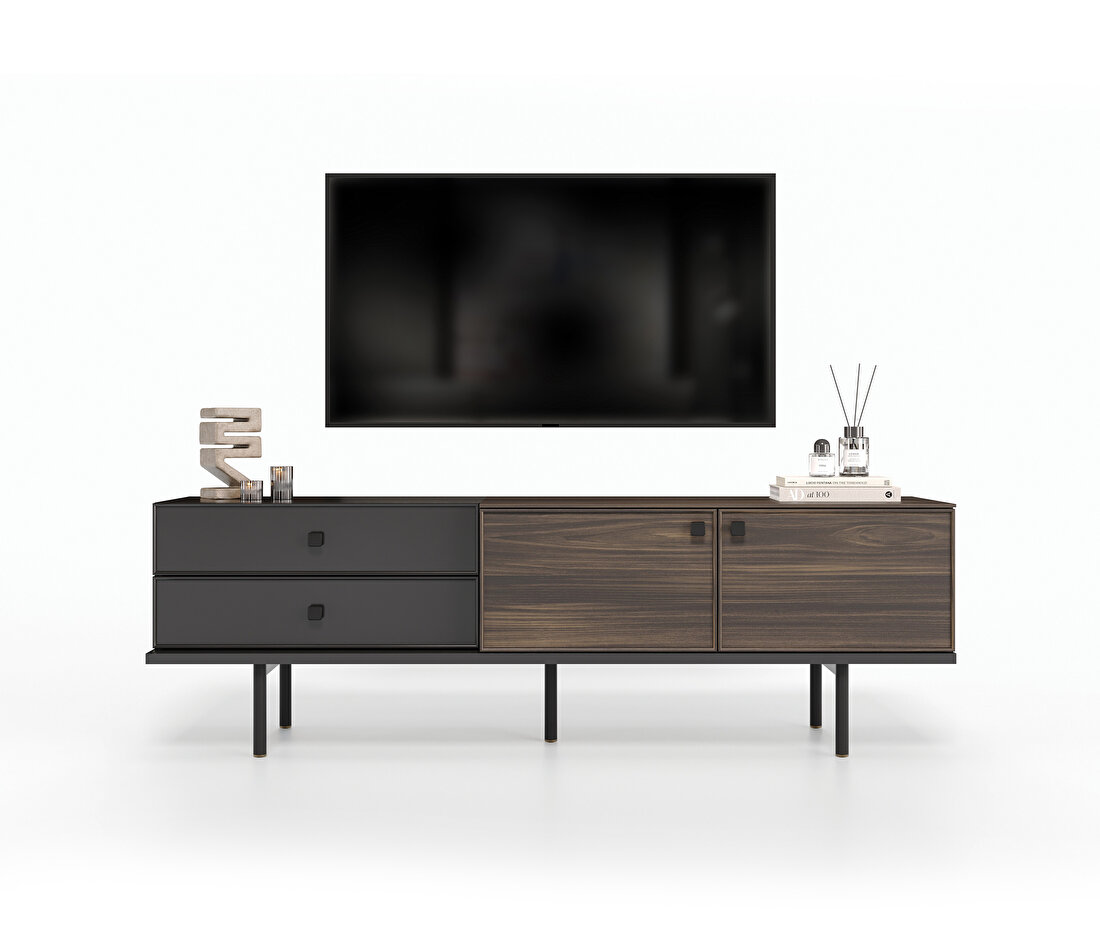 Parma Dark Walnut-Black TV Stand 190x60 cm (WxH)