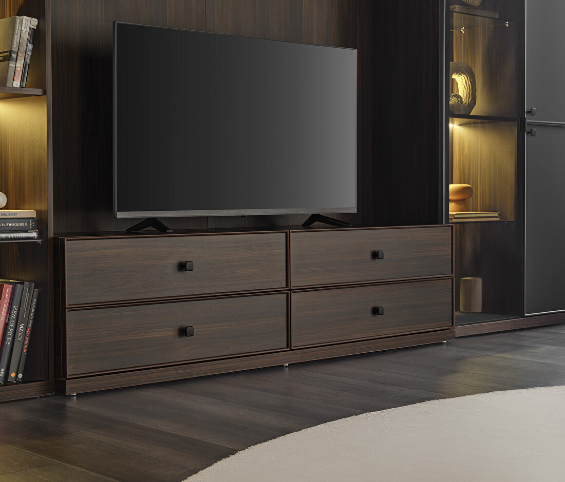 Parma Dark Walnut-Black TV Stand