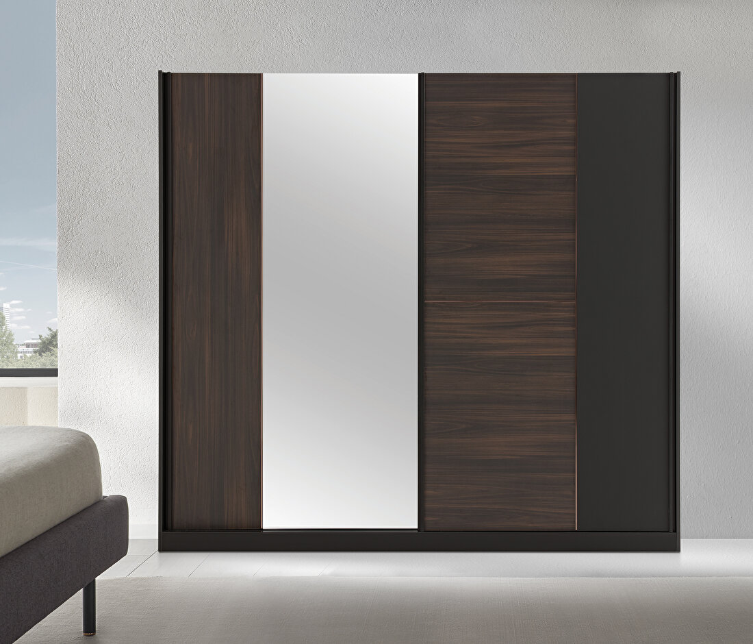 Parma Dark Walnut-Black Wardrobe