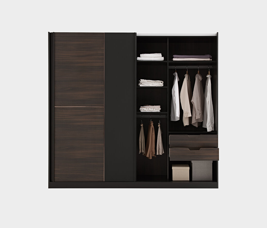 Parma Dark Walnut-Black Wardrobe