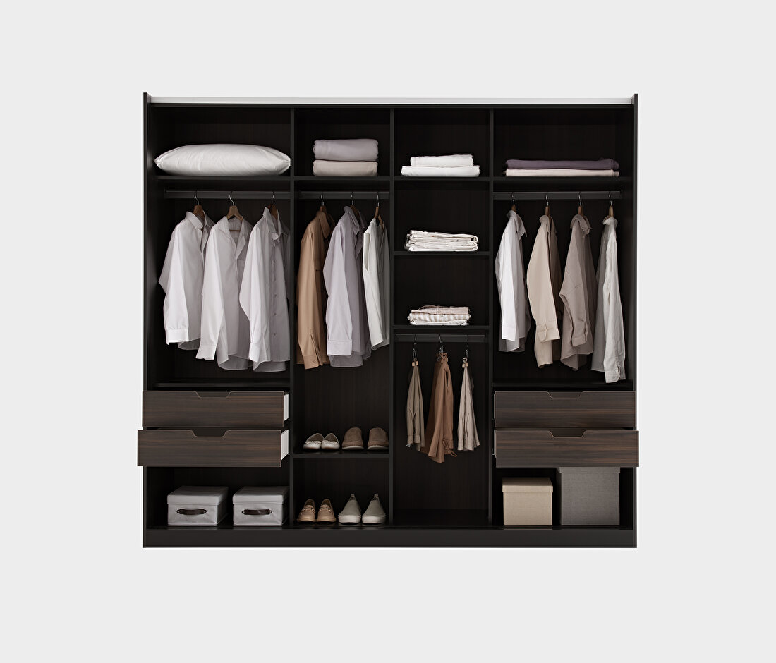 Parma Dark Walnut-Black Wardrobe