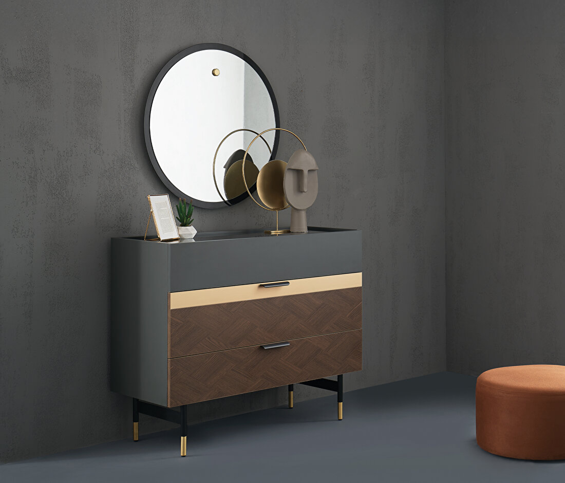 Dorian Walnut-Dark Gray Chest of Drawers