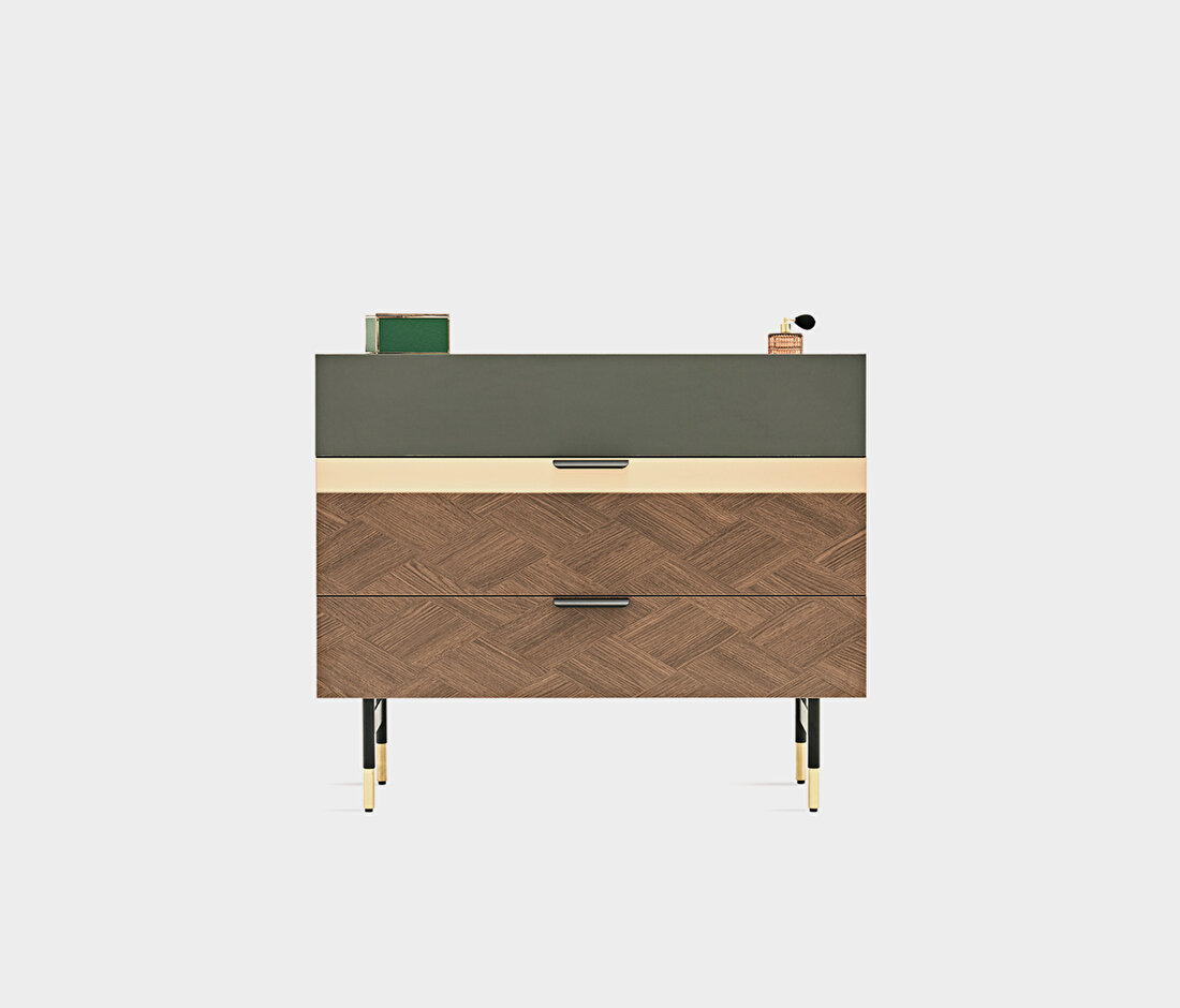 Dorian Walnut-Dark Gray Chest of Drawers