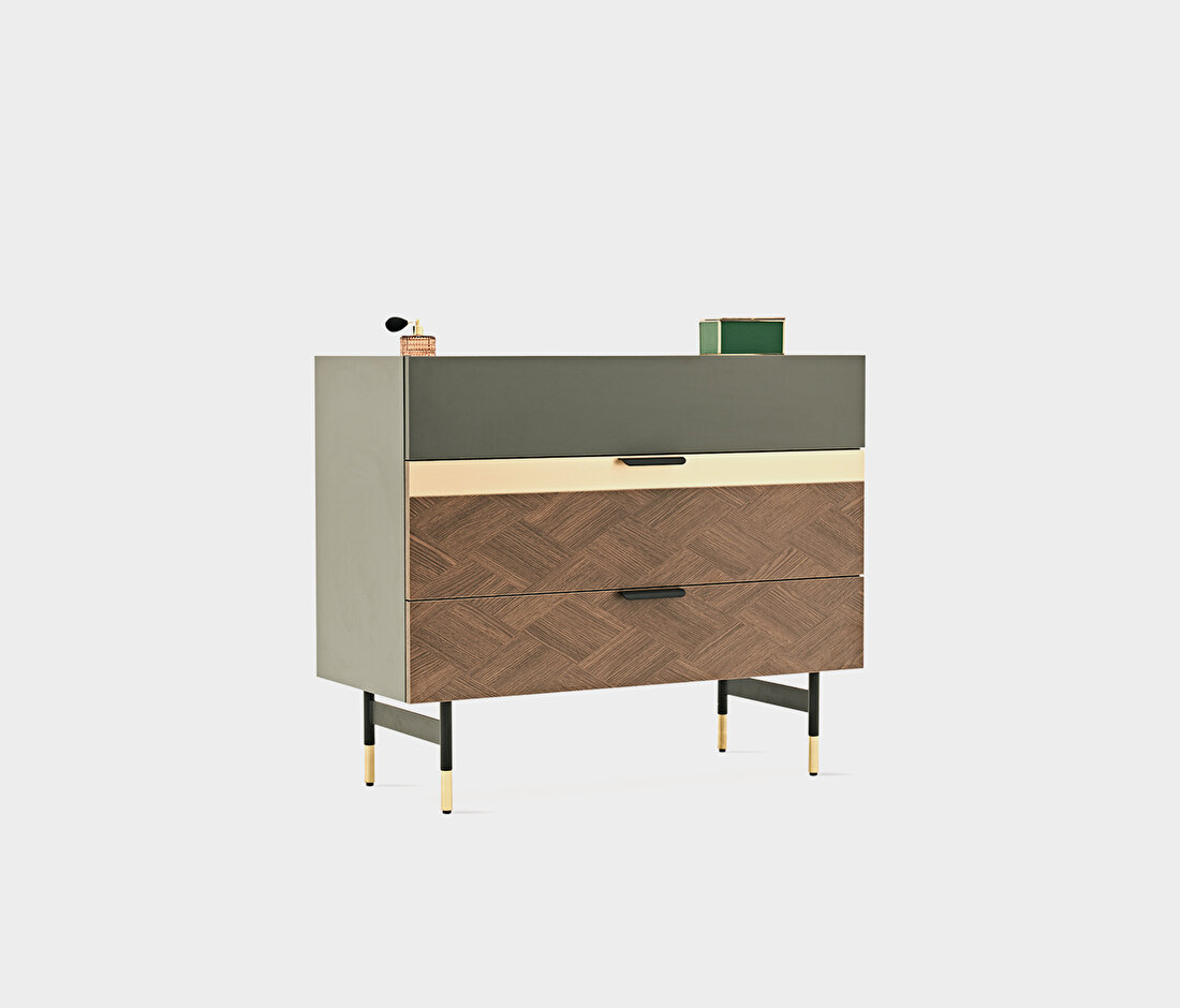 Dorian Walnut-Dark Gray Chest of Drawers