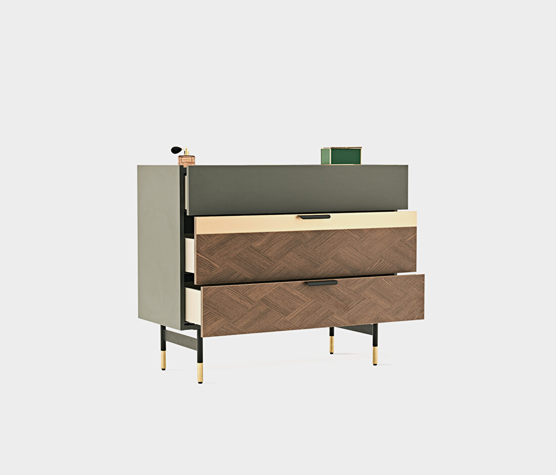 Dorian Walnut-Dark Gray Chest of Drawers