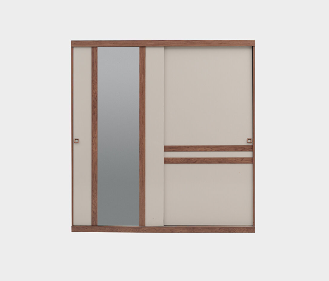 Mistral Walnut - Glossy Cream Wardrobe