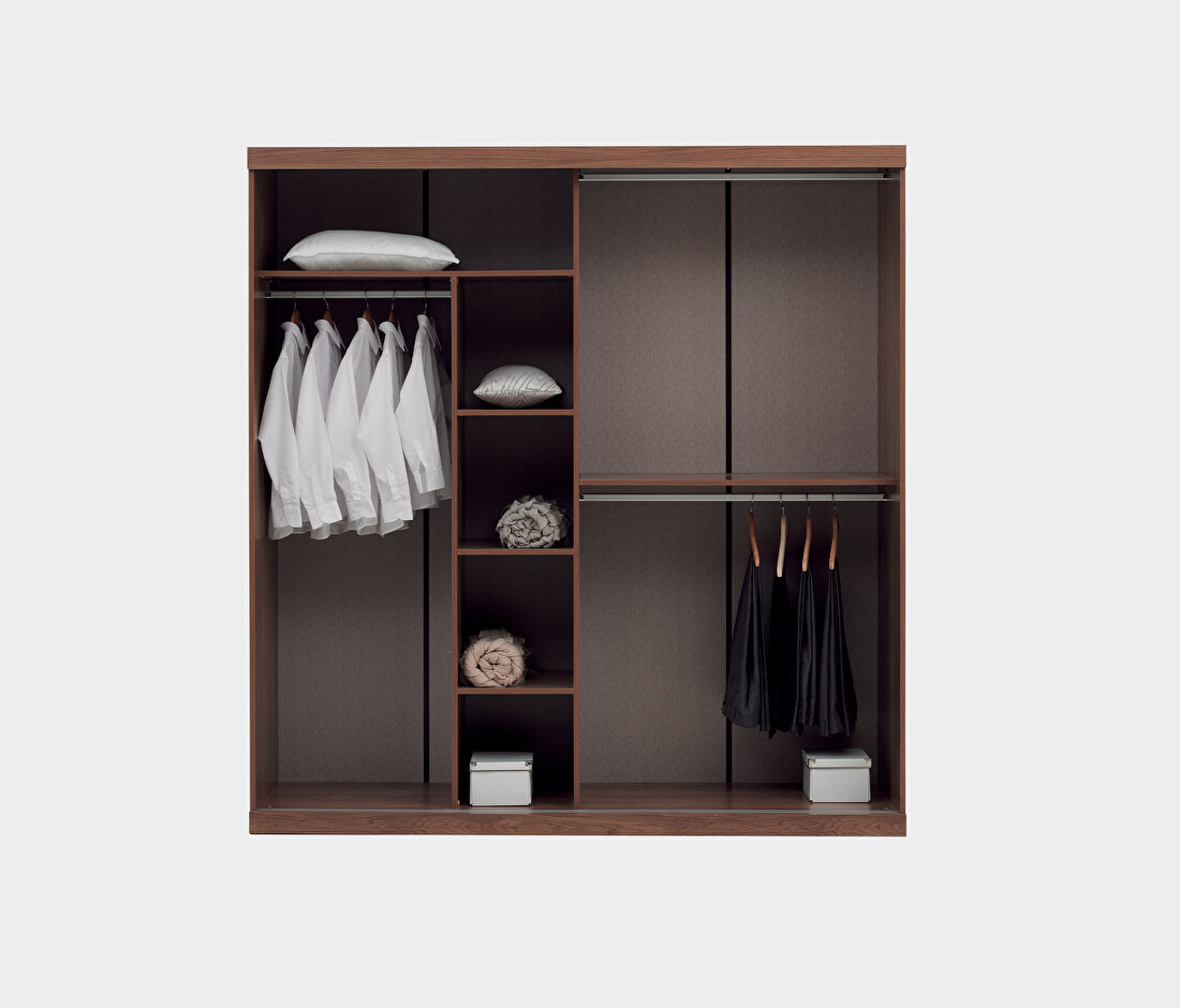 Mistral Walnut - Glossy Cream Wardrobe