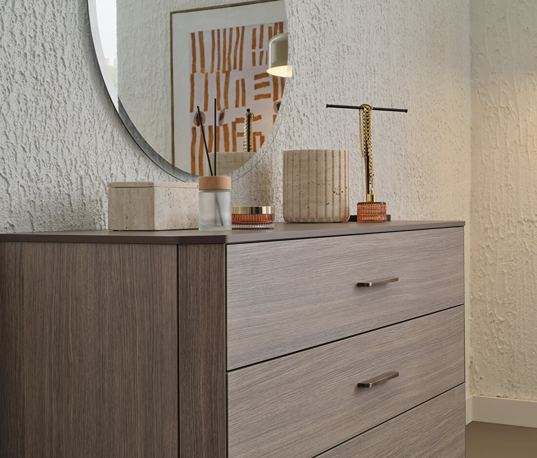 Varena Oak-Taupe Chest of Drawers