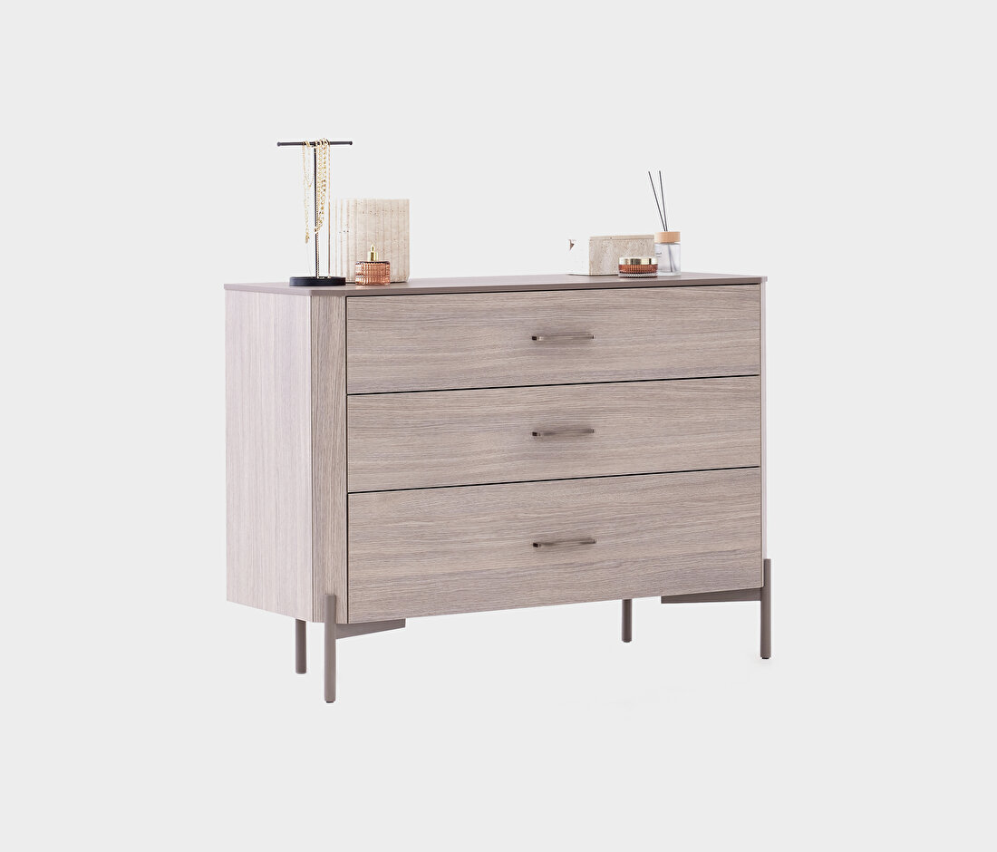 Varena Oak-Taupe Chest of Drawers