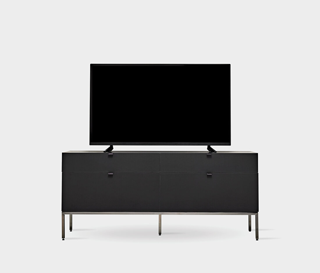 Legato 4 Drawer Standing TV Unit + Lift Door Top Module Black Color