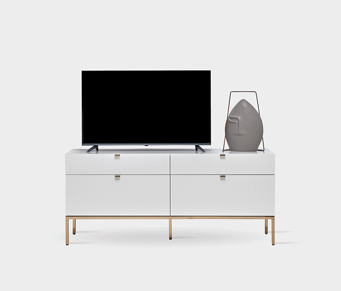 Legato 4 Drawer Standing TV Unit + Lift Door Top Module White Color