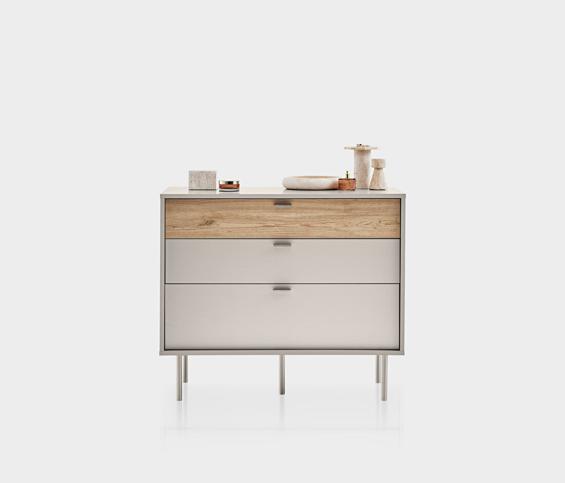 Cante Natural Oak and Beige Chest of Drawers