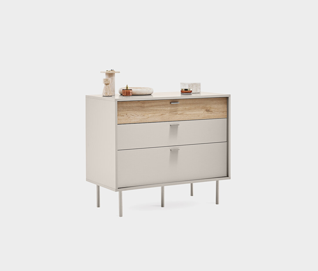 Cante Natural Oak and Beige Chest of Drawers