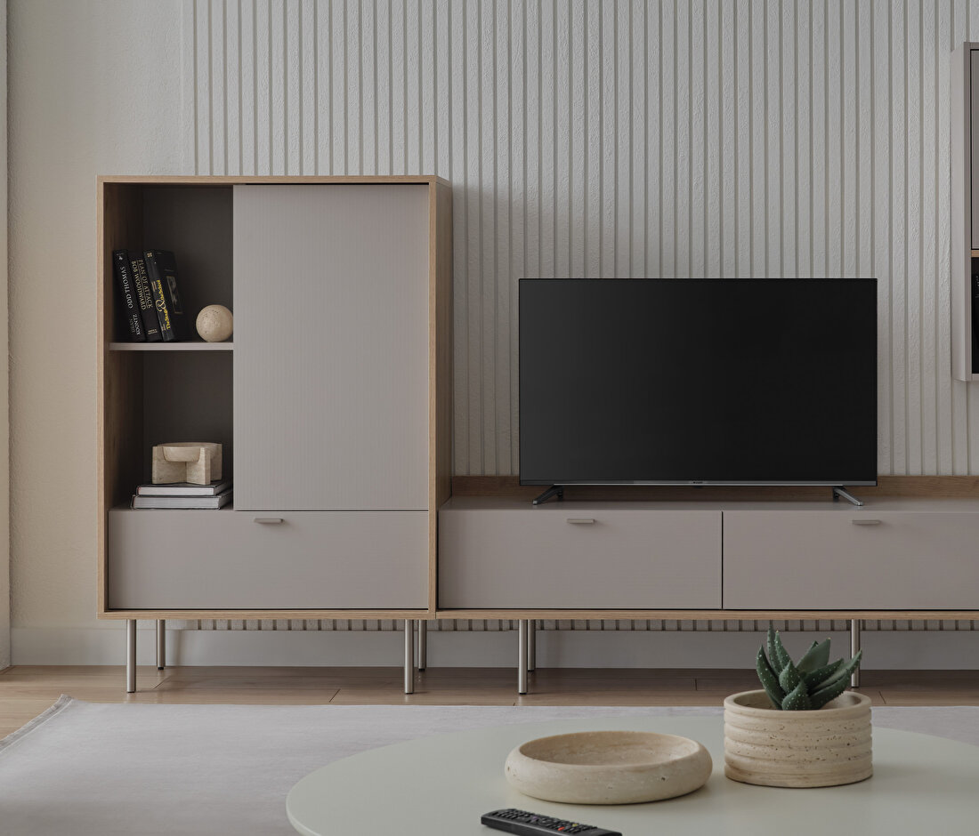 Cante Oak-Beige Bookcase