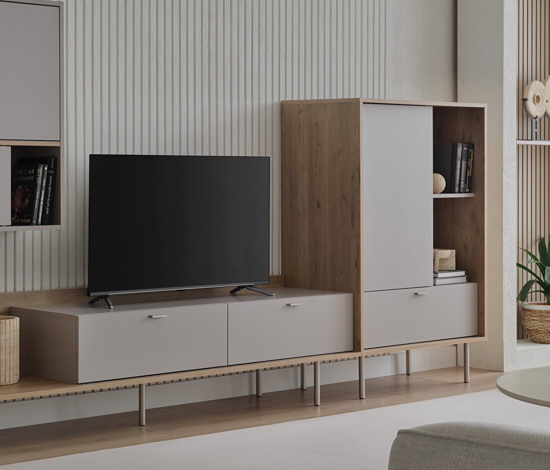 Cante Oak-Beige Bookcase