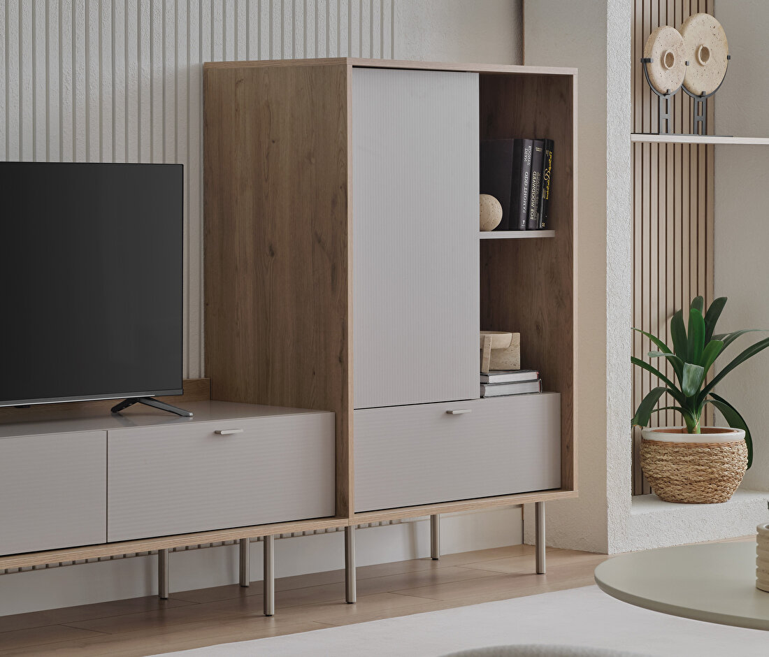 Cante Oak-Beige Bookcase