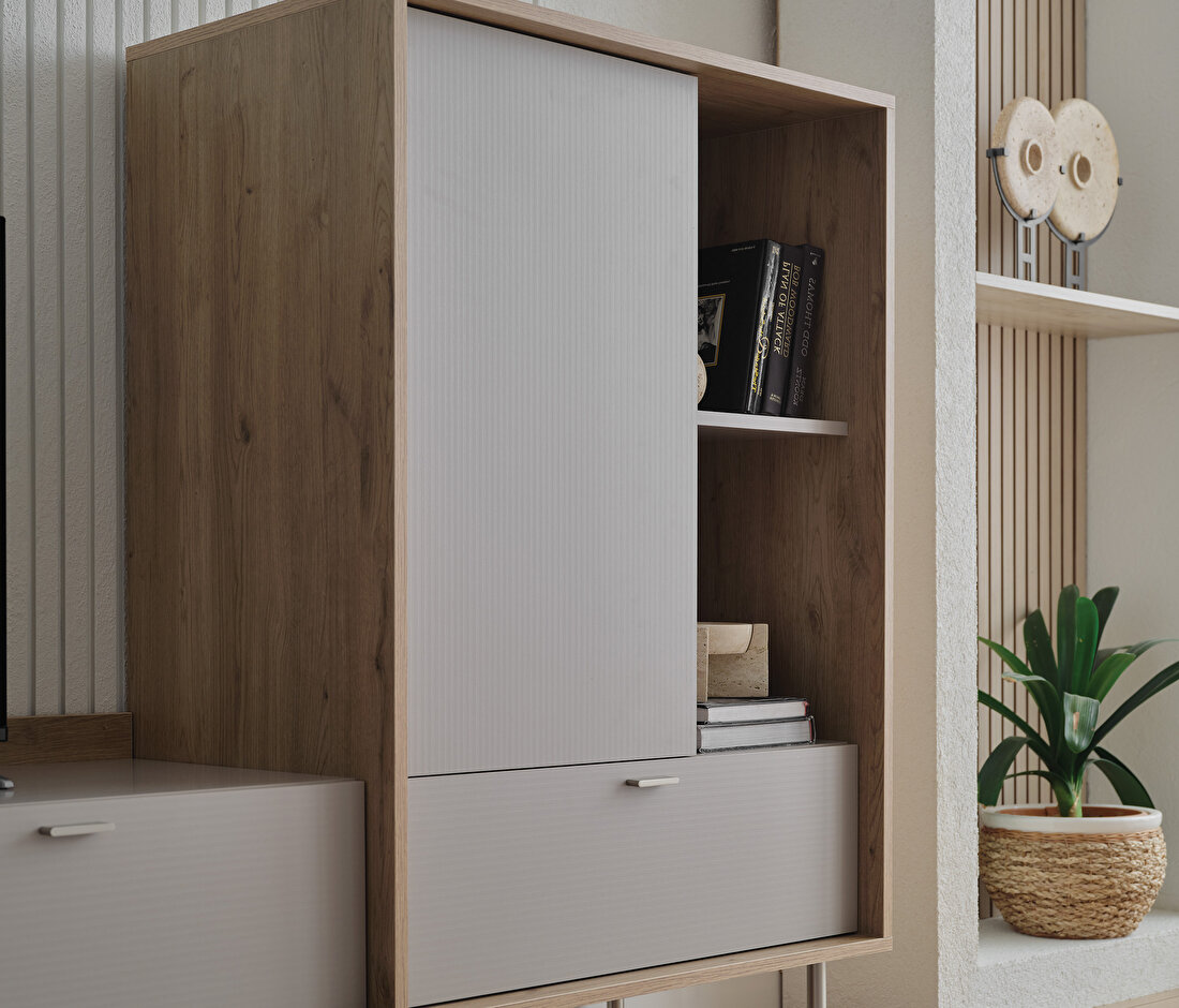 Cante Oak-Beige Bookcase