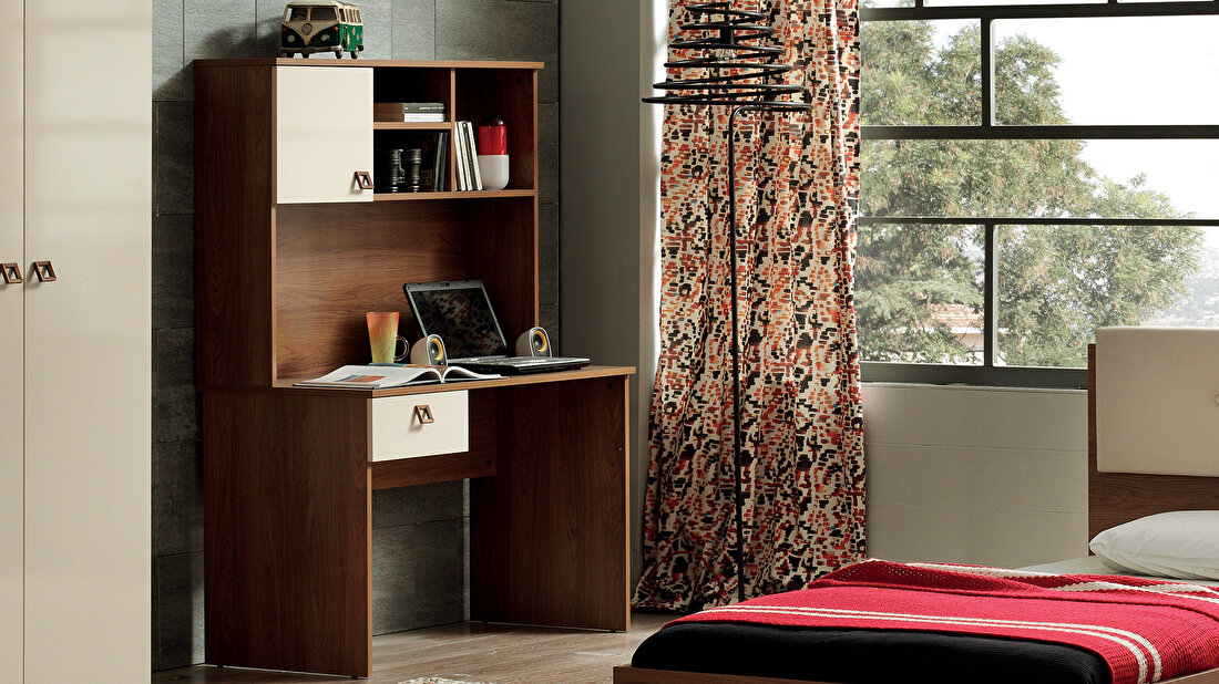 Mistral Walnut - Glossy Cream Study Desk