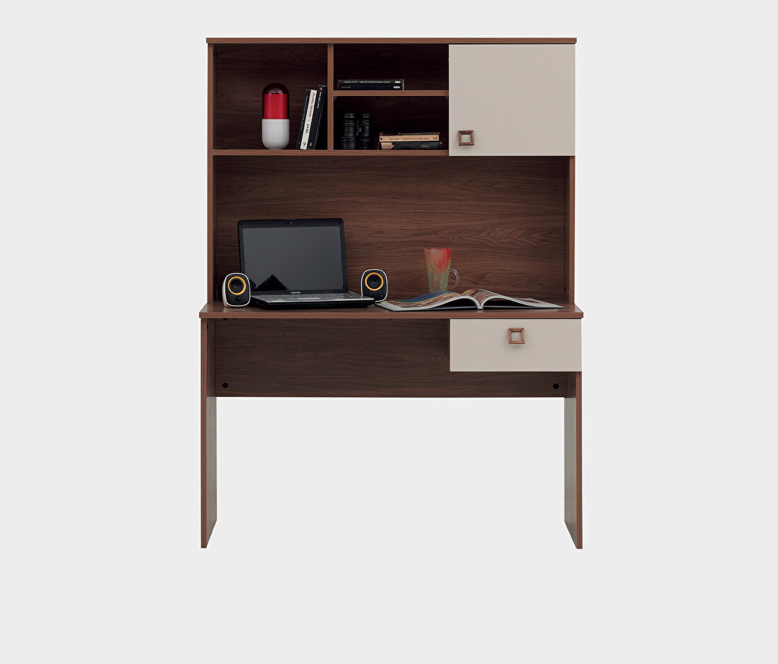 Mistral Walnut - Glossy Cream Study Desk