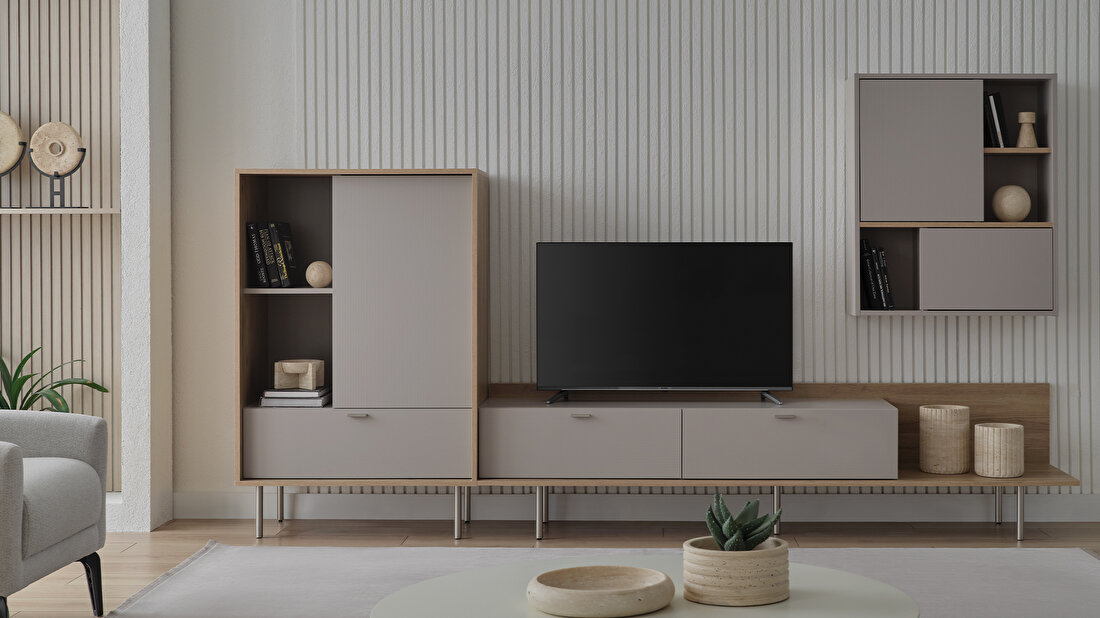 Cante Natural Oak - Beige TV Stand