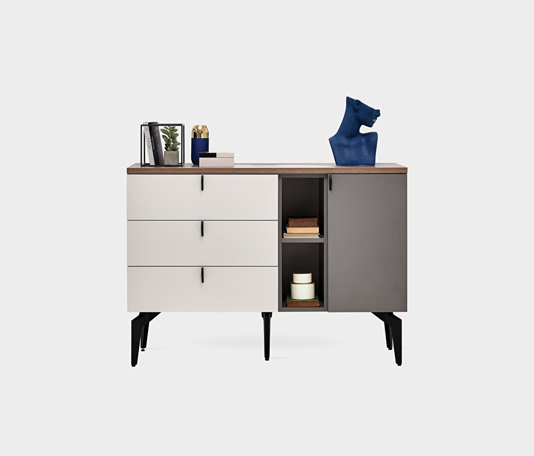 Cordell Chest of Drawers White-Gray-Walnut