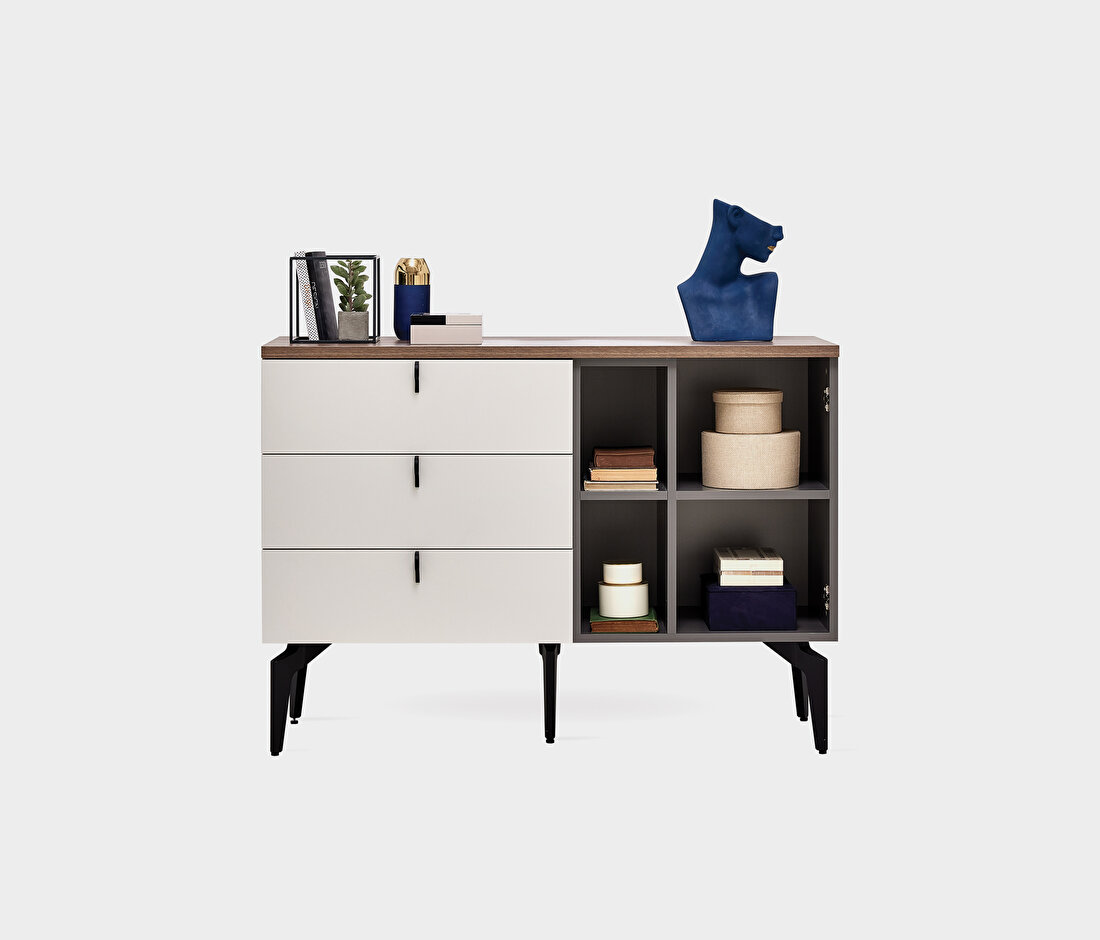 Cordell Chest of Drawers White-Gray-Walnut