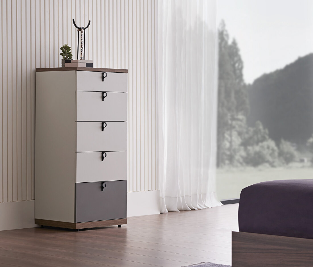 Cordell White-Gray High Chest of Drawers