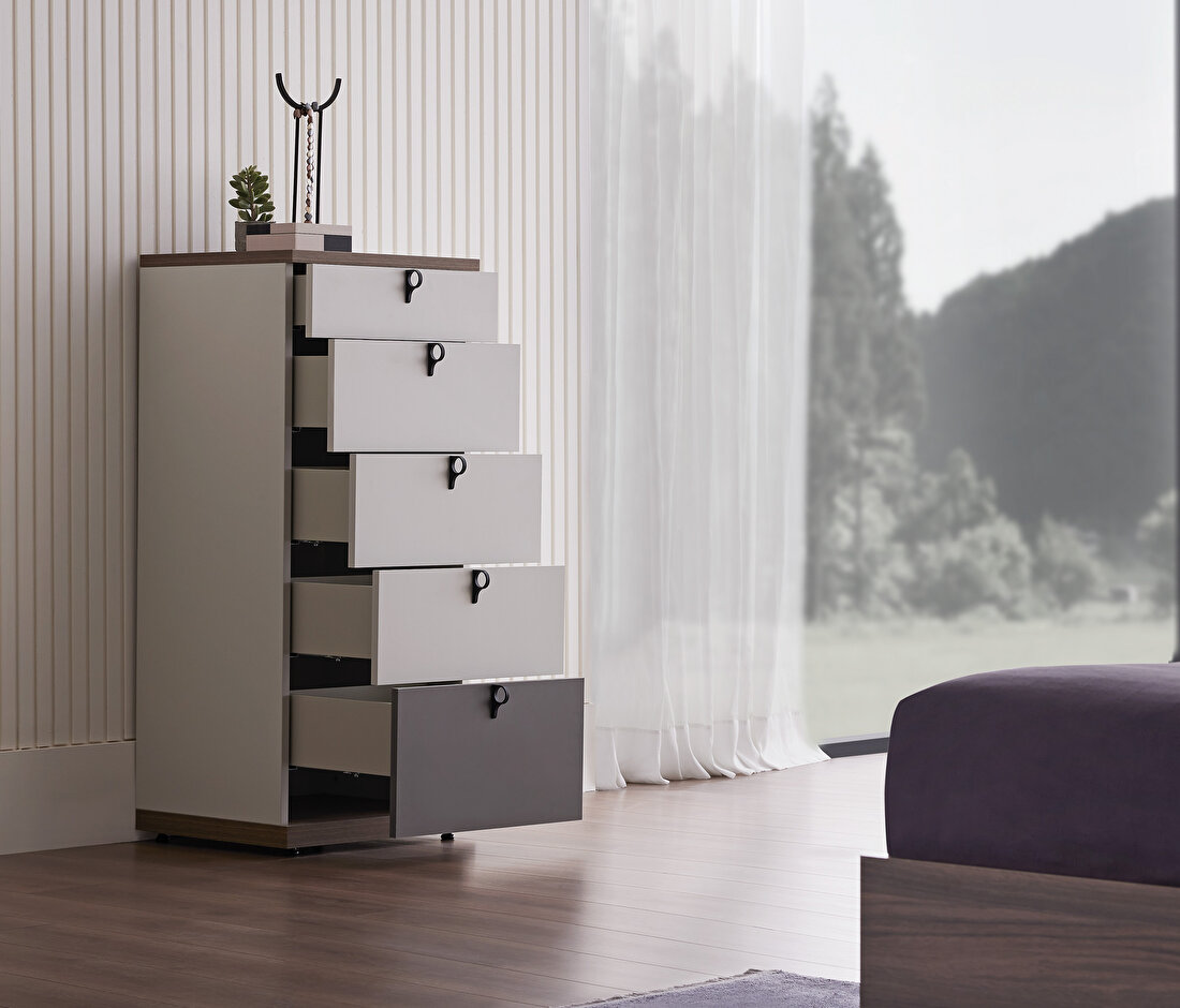 Cordell White-Gray High Chest of Drawers