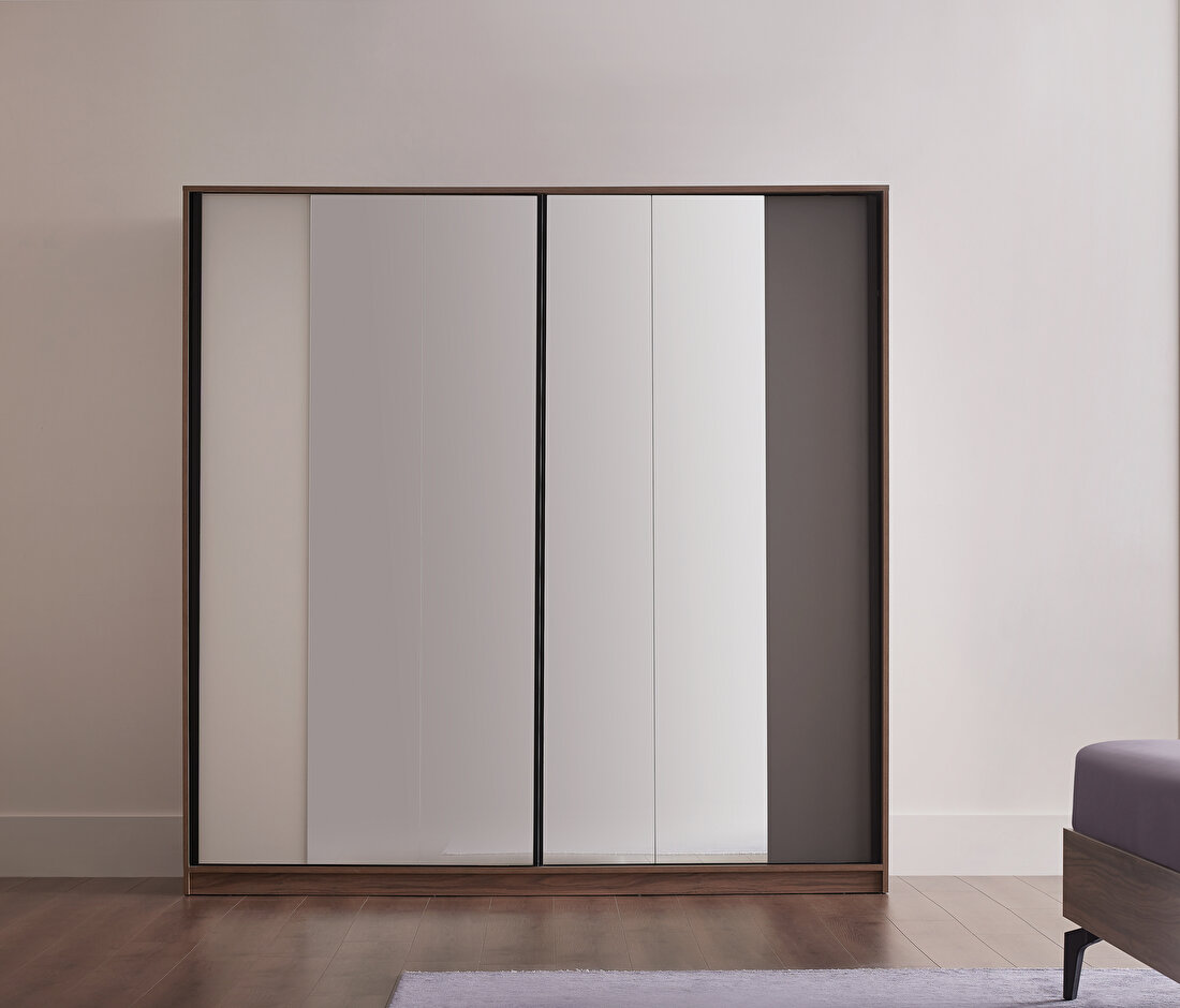 Cordell White-Gray-Walnut Wardrobe