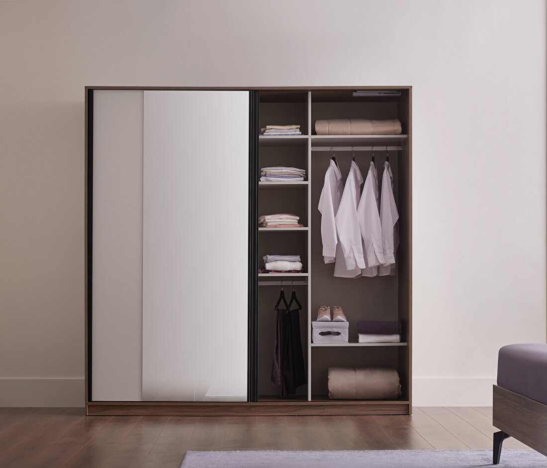 Cordell White-Gray-Walnut Wardrobe