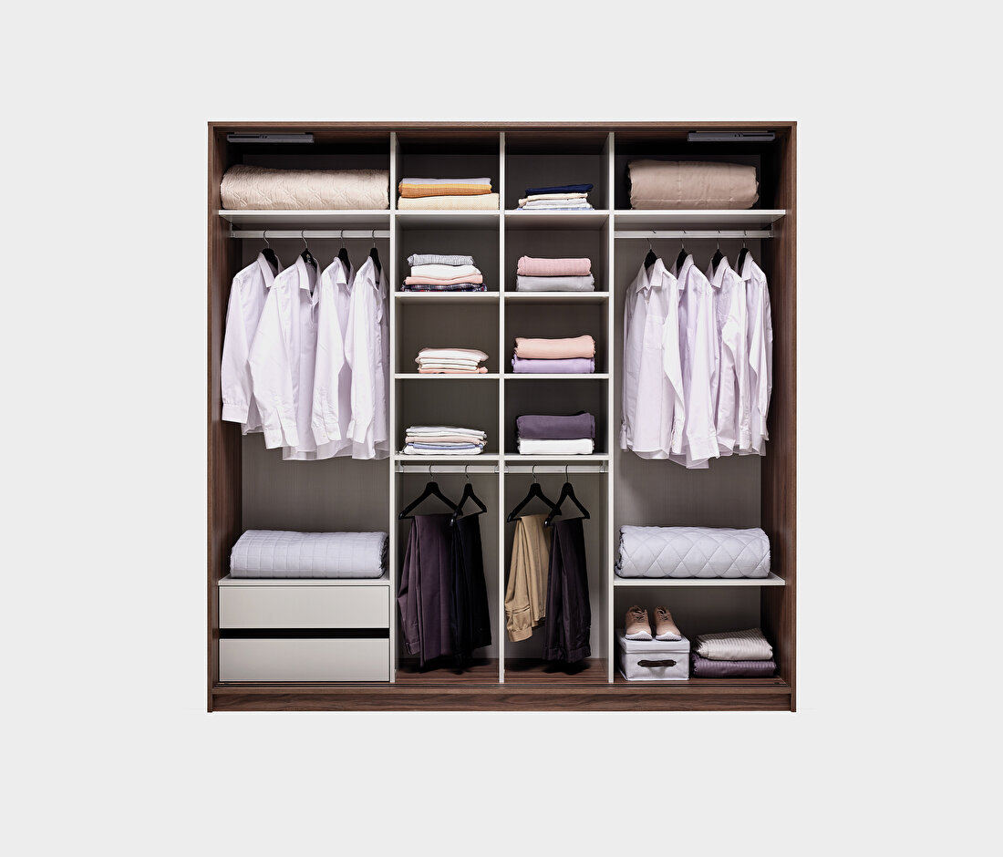 Cordell White-Gray-Walnut Wardrobe